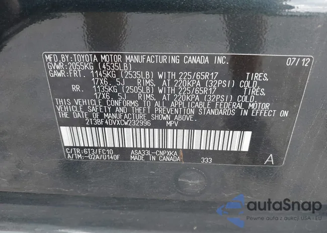 2T3BF4DVXCW232996: 43160313