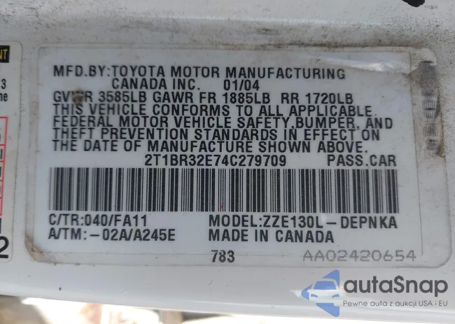 2T1BR32E74C279709: 43160327