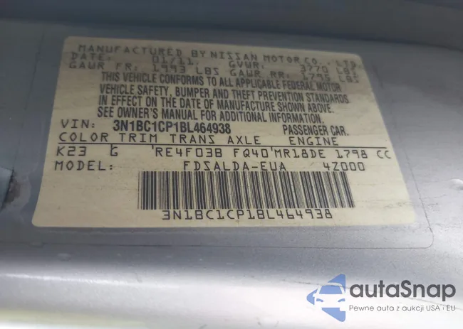 3N1BC1CP1BL464938: 43160421