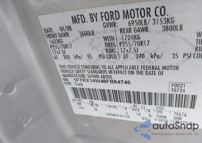 1FTRX14W48FB84746: 43160427