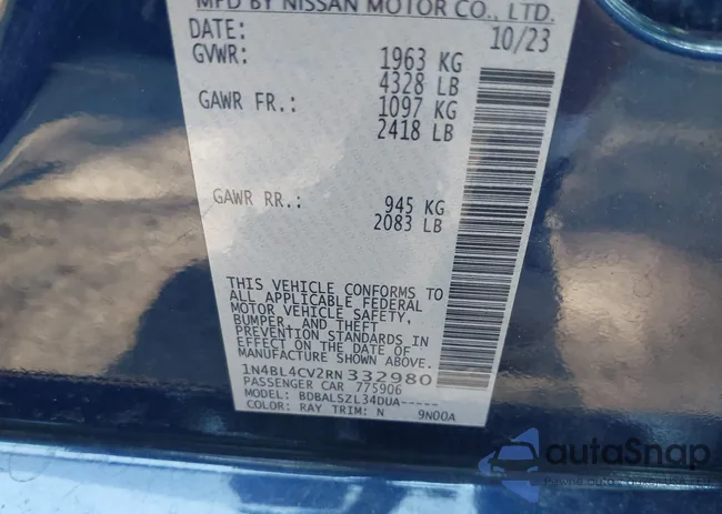 1N4BL4CV2RN332980: 43160436