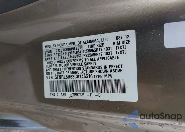 5FNRL5H63CB146516: 43160481