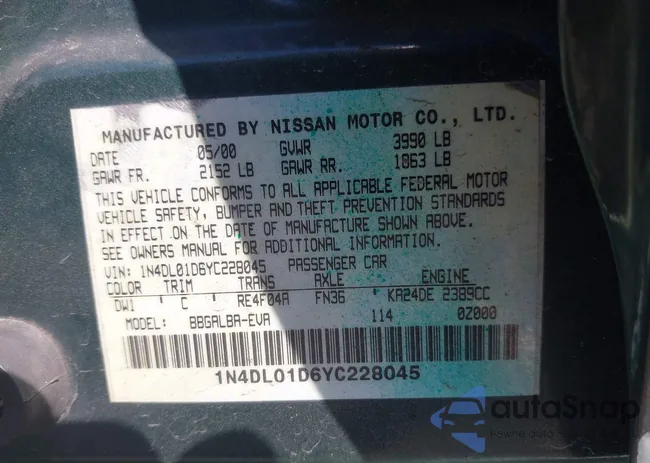 1N4DL01D6YC228045: 43160571