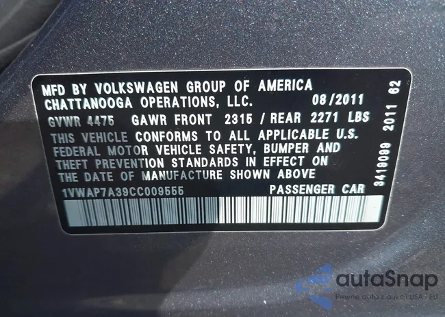 1VWAP7A39CC009555: 43160573
