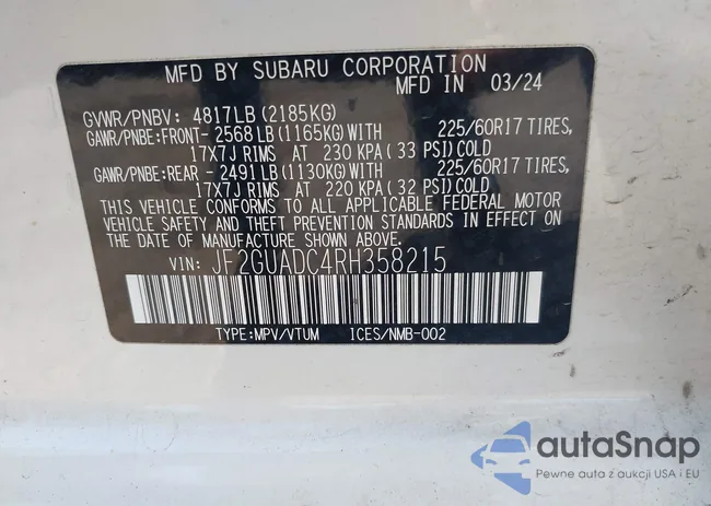 JF2GUADC4RH358215: 43160611