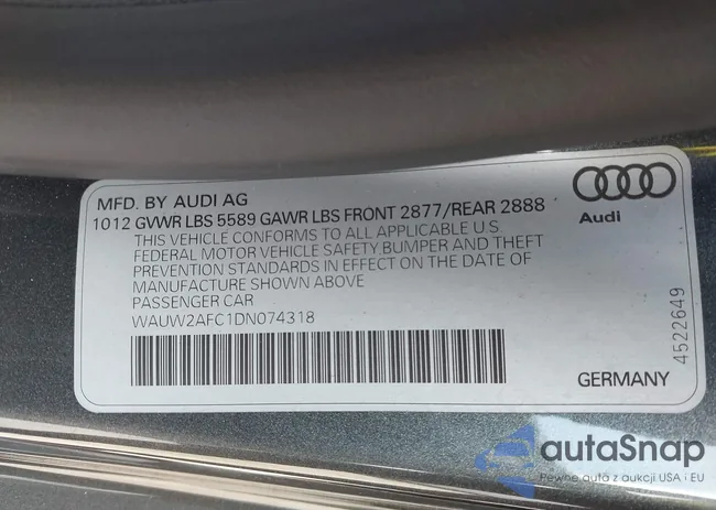 WAUW2AFC1DN074318: 43159636