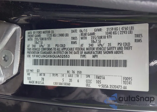 1FMCU9GX6GUA02553: 43159710