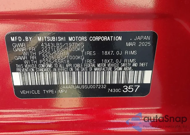 JA4ARUAU9SU007232: 43159740