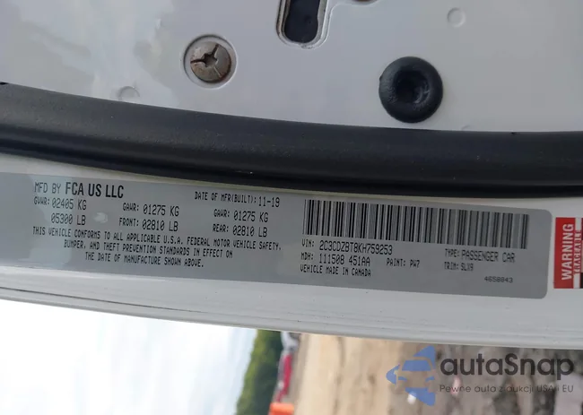 2C3CDZBT8KH759253: 43159756