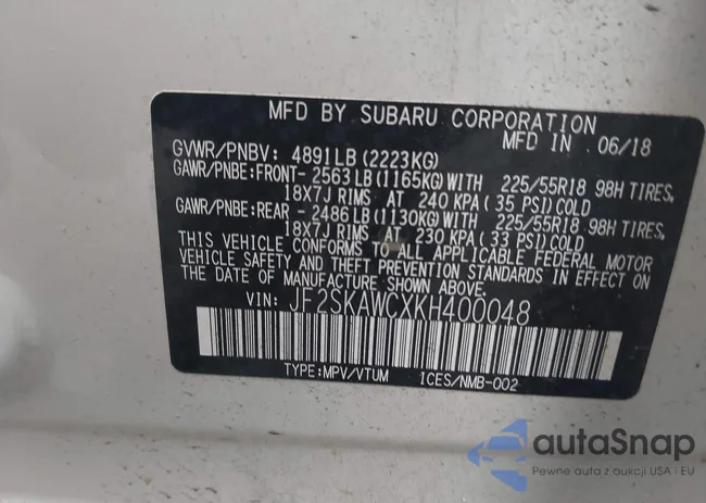 JF2SKAWCXKH400048: 43159805