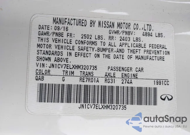 JN1CV7ELXHM320735: 43159811