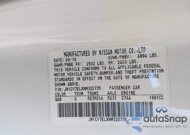 JN1CV7ELXHM320735: 43159811