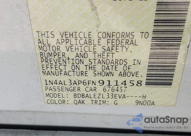 1N4AL3AP6FN911458: 43159869