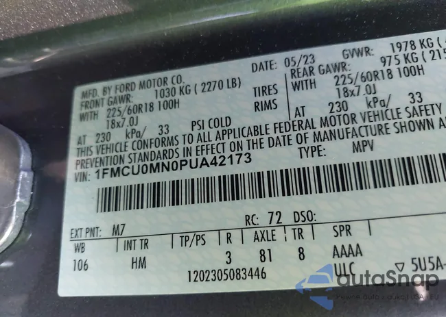 1FMCU0MN0PUA42173: 43159882