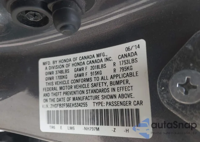 2HGFB2F56EH534255: 43159910