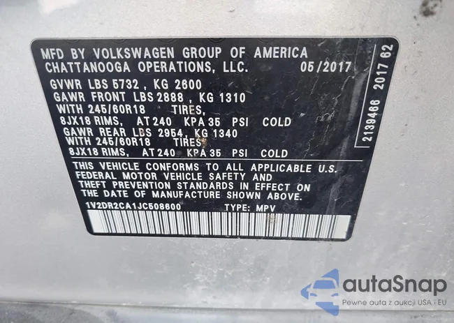 1V2DR2CA1JC508600: 43161128