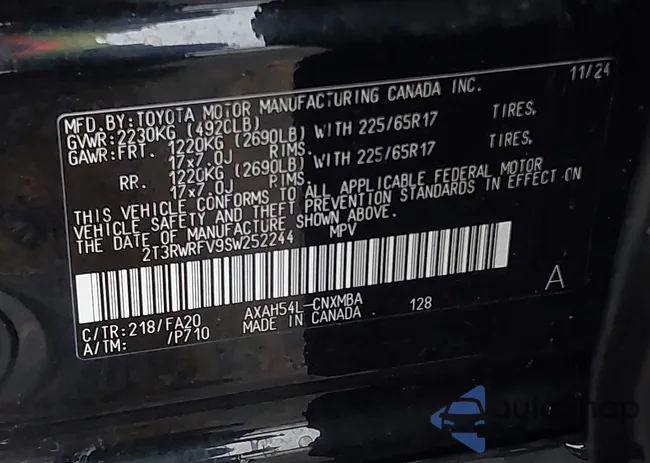 2T3RWRFV9SW252244: 43161172