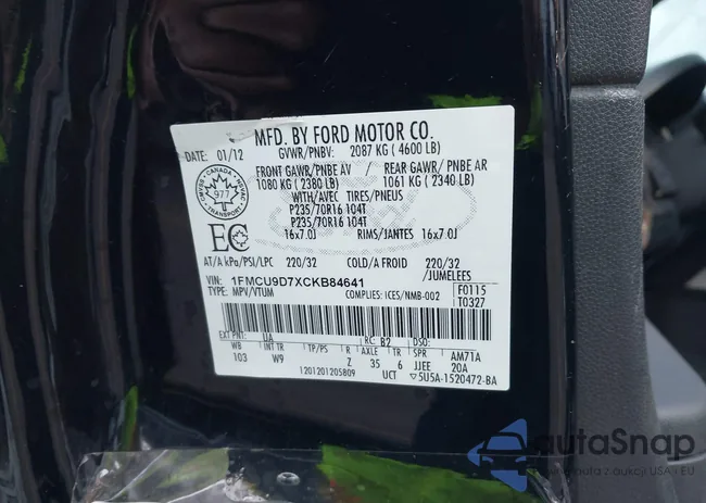 1FMCU9D7XCKB84641: 43161256