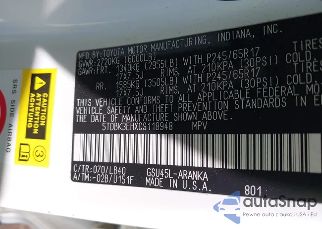 5TDBK3EHXCS118948: 43161384