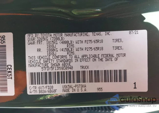 5TFDY5F13MX030940: 43161455