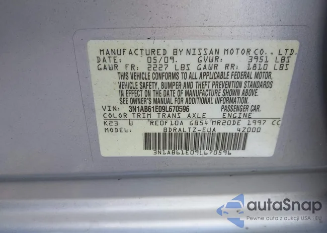 3N1AB61E09L670596: 43160748