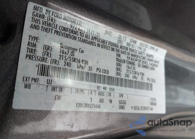 1FADP3F20EL142660: 43160930