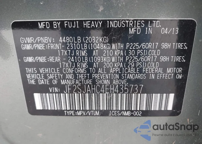 JF2SJAHC4EH435737: 43160983