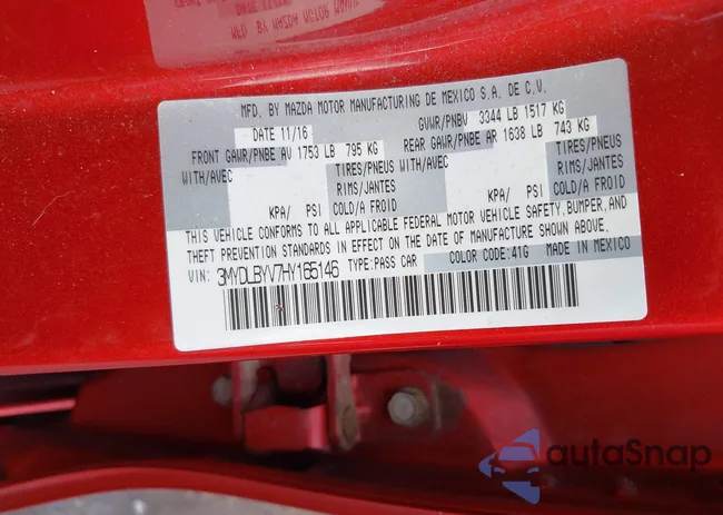 3MYDLBYV7HY165146: 43160986