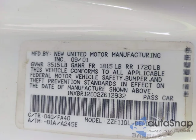 1NXBR12E02Z612932: 43162036