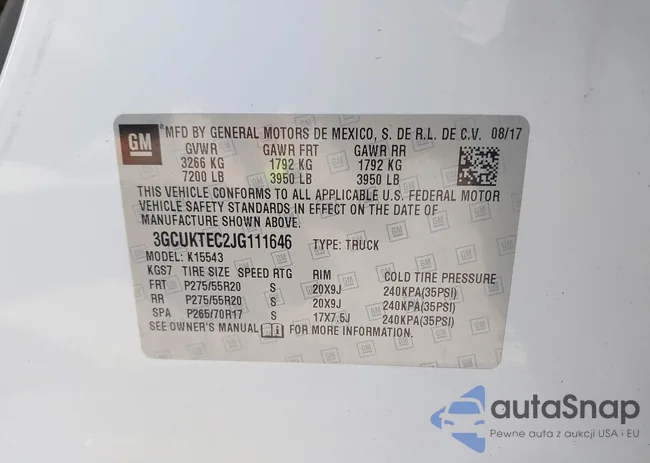 3GCUKTEC2JG111646: 43162071