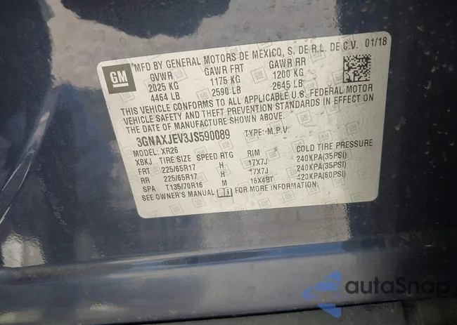 3GNAXJEV3JS590089: 43162073