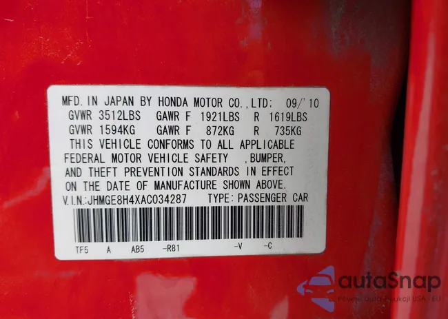 JHMGE8H4XAC034287: 43162080