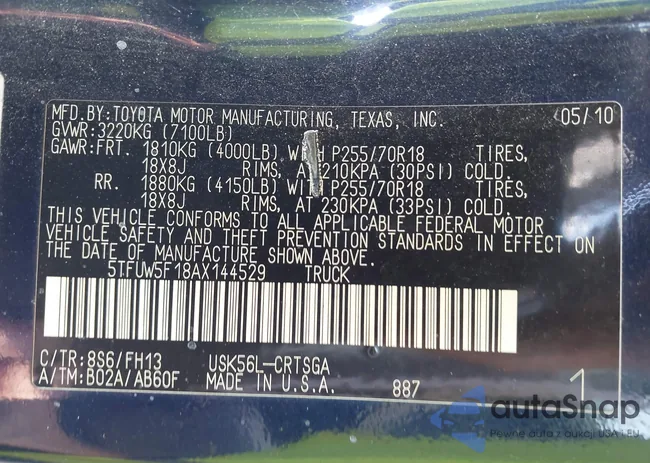 5TFUW5F18AX144529: 43162090