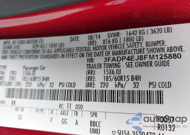 3FADP4EJ8FM125880: 43162101