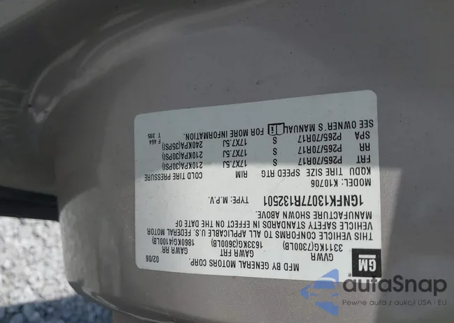 1GNFK13077R132501: 43162107