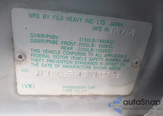 JF1SG65615H705893: 43162108