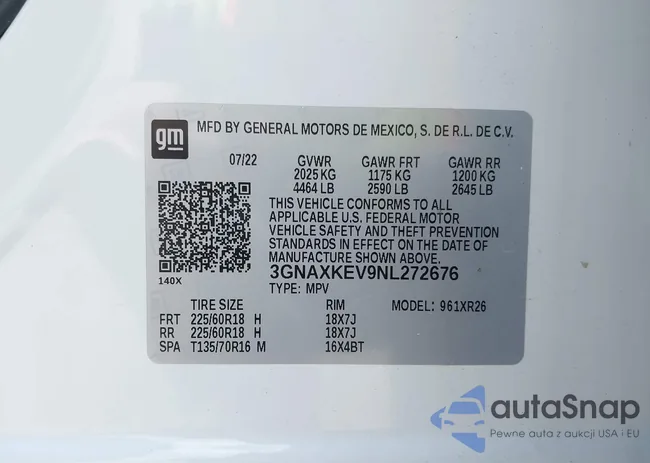 3GNAXKEV9NL272676: 43162186