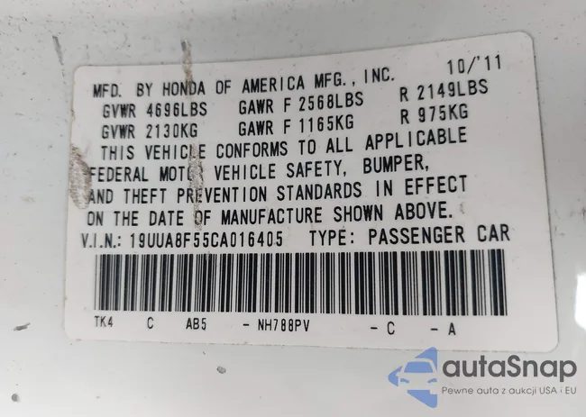 19UUA8F55CA016405: 43162277