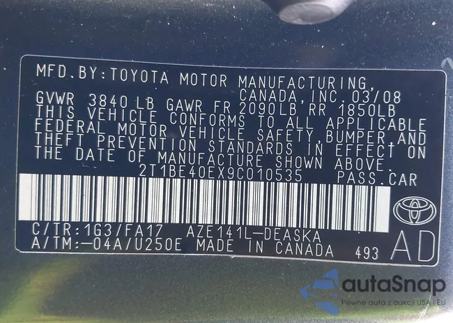 2T1BE40EX9C010535: 43162351