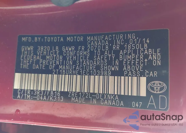 2T1BURHE1EC103989: 43162429