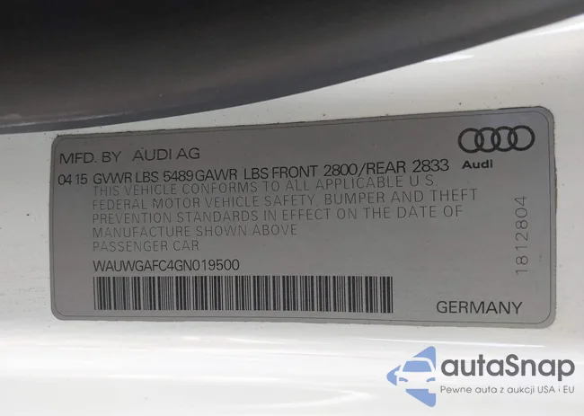 WAUWGAFC4GN019500: 43162437