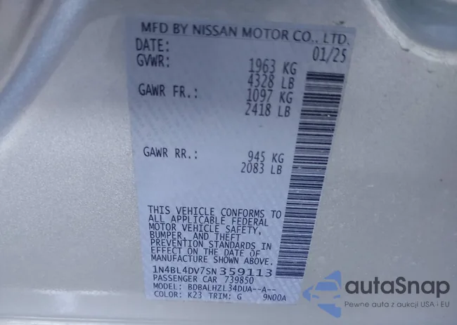 1N4BL4DV7SN359113: 43162476