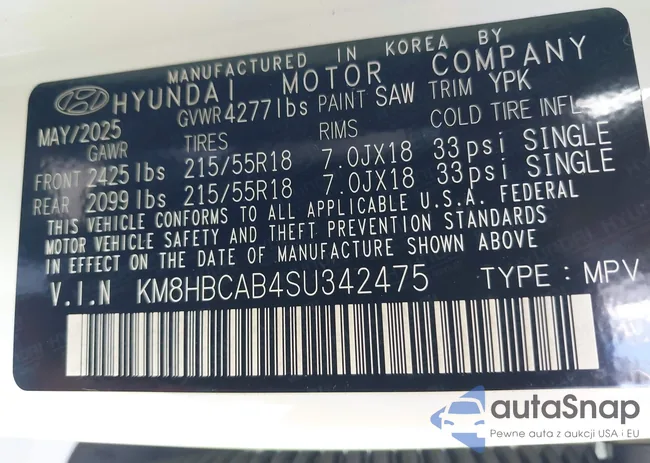 KM8HBCAB4SU342475: 43162499