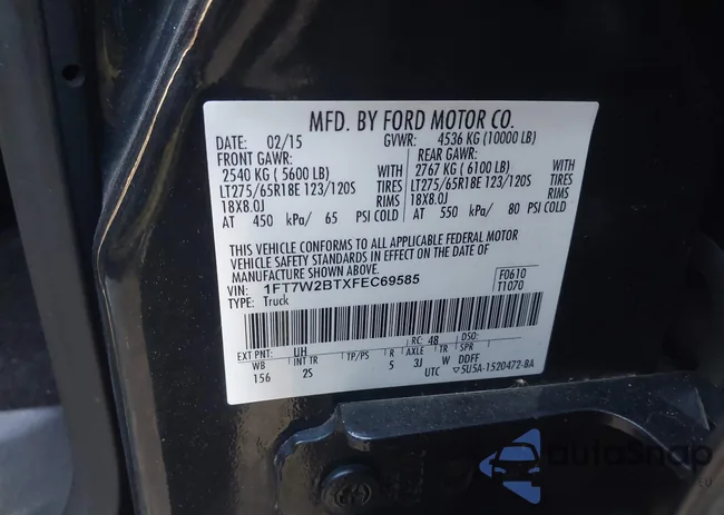 1FT7W2BTXFEC69585: 43162522