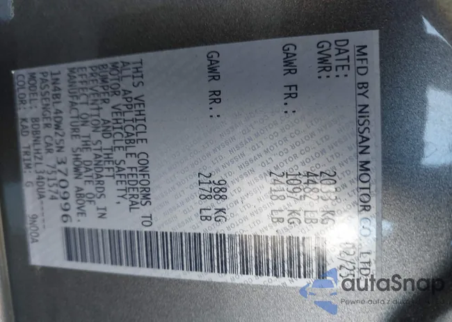 1N4BL4DW2SN370996: 43162535