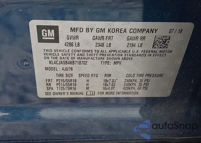 KL4CJASB4KB718702: 43162551