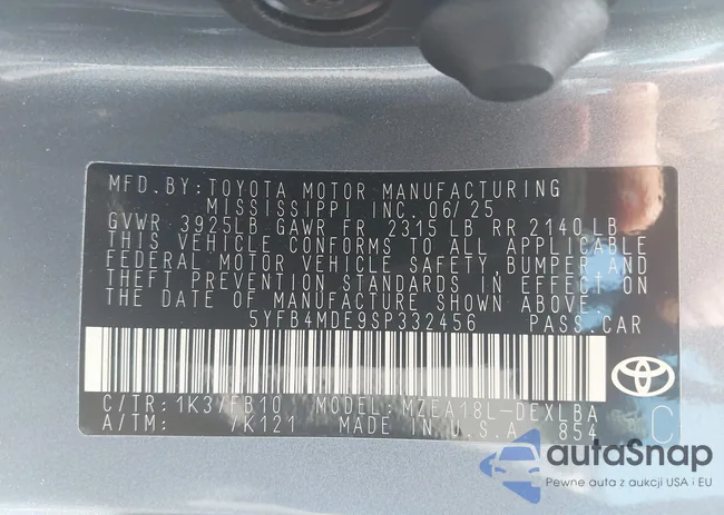 5YFB4MDE9SP332456: 43162588