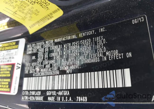 4T3ZK3BB2DU062096: 43162626