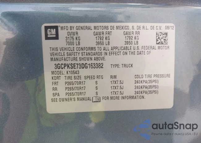 3GCPKSE73DG163382: 43161731