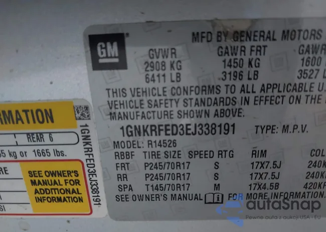 1GNKRFED3EJ338191: 43161854